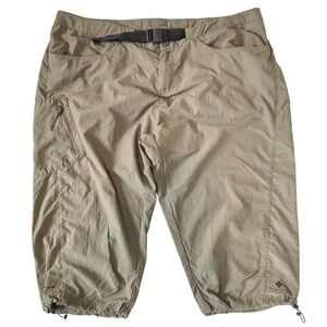 Columbia Mens XL Omni-Shade‎ Hiking Shorts Tan Khaki Built-in Belt Supplex Nylon